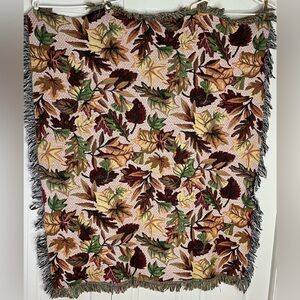 Vintage Fall/Thanksgiving Leaf Patterned Afghan/ blanket/throw